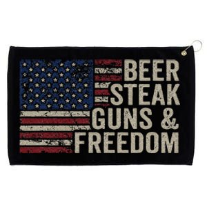 Beer Steak Guns & Freedom 4th July Usa Flag Bbq Drinking Grommeted Golf Towel