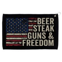 Beer Steak Guns & Freedom 4th July Usa Flag Bbq Drinking Grommeted Golf Towel