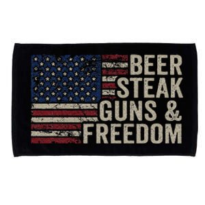 Beer Steak Guns & Freedom 4th July Usa Flag Bbq Drinking Microfiber Hand Towel