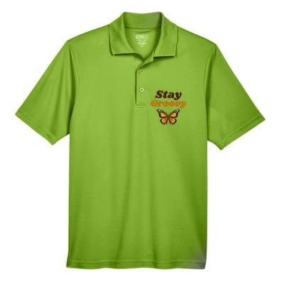 Butterfly Stay Groovy Retro Hippie Positive Mind Happy Life Men's Origin Performance Pique Polo