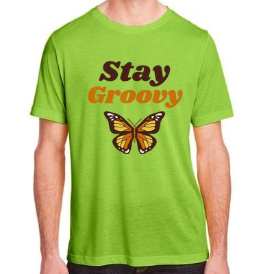 Butterfly Stay Groovy Retro Hippie Positive Mind Happy Life Adult ChromaSoft Performance T-Shirt