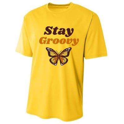 Butterfly Stay Groovy Retro Hippie Positive Mind Happy Life Performance Sprint T-Shirt