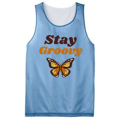 Butterfly Stay Groovy Retro Hippie Positive Mind Happy Life Mesh Reversible Basketball Jersey Tank