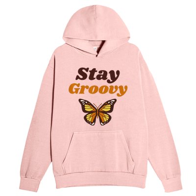 Butterfly Stay Groovy Retro Hippie Positive Mind Happy Life Urban Pullover Hoodie