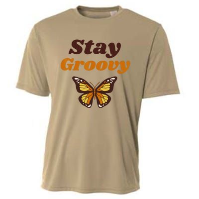 Butterfly Stay Groovy Retro Hippie Positive Mind Happy Life Cooling Performance Crew T-Shirt