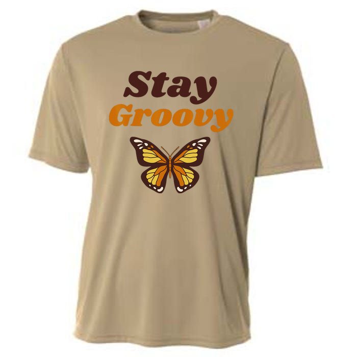 Butterfly Stay Groovy Retro Hippie Positive Mind Happy Life Cooling Performance Crew T-Shirt