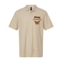 Butterfly Stay Groovy Retro Hippie Positive Mind Happy Life Softstyle Adult Sport Polo