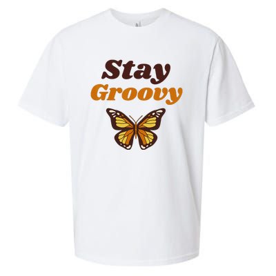 Butterfly Stay Groovy Retro Hippie Positive Mind Happy Life Sueded Cloud Jersey T-Shirt