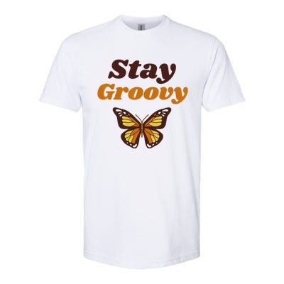 Butterfly Stay Groovy Retro Hippie Positive Mind Happy Life Softstyle CVC T-Shirt