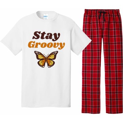 Butterfly Stay Groovy Retro Hippie Positive Mind Happy Life Pajama Set