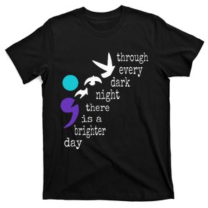 Birds Semicolon Gift Suicide Prevention Awareness T-Shirt