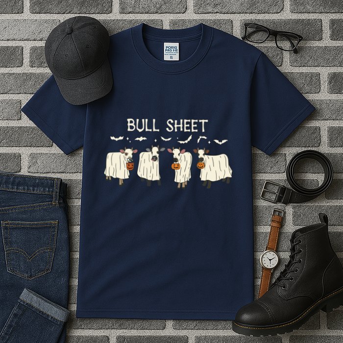 Bull Sheet Ghost Cow Halloween Funny Cow Ghost Women Sweat Tall T-Shirt