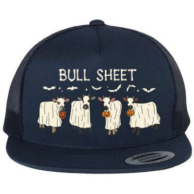 Bull Sheet Ghost Cow Halloween Funny Cow Ghost Women Sweat Flat Bill Trucker Hat