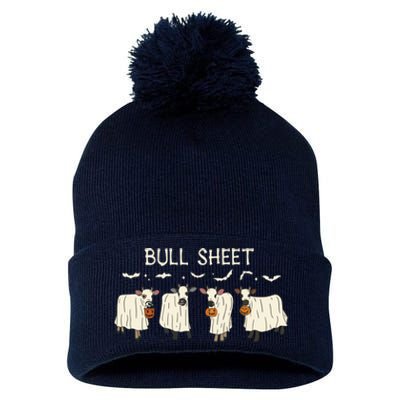 Bull Sheet Ghost Cow Halloween Funny Cow Ghost Women Sweat Pom Pom 12in Knit Beanie