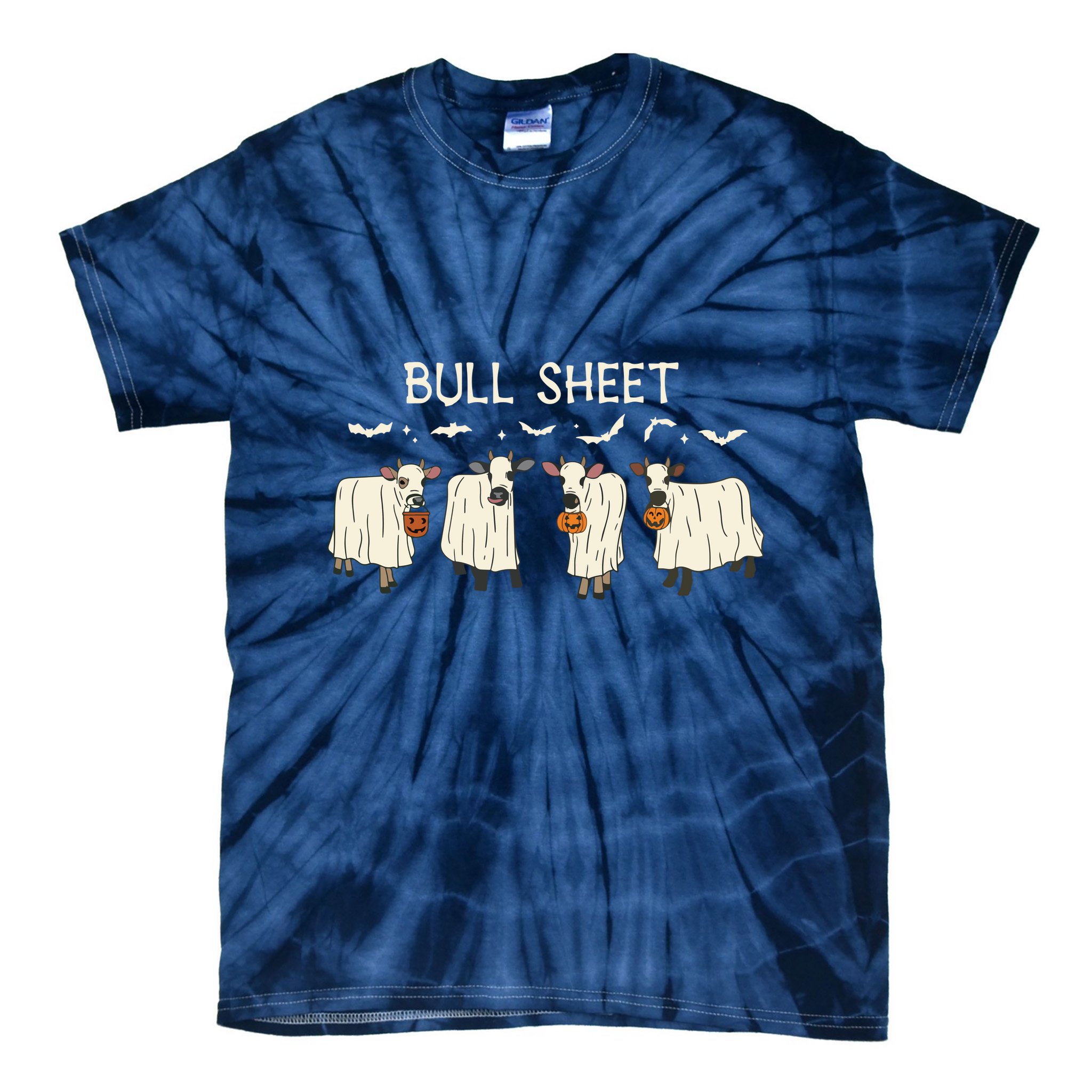 Bull Sheet Ghost Cow Halloween Funny Cow Ghost Women Sweat Tie-Dye T-Shirt