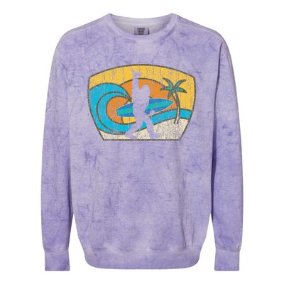 Bigfoot Surfing Gift For Shaka Aloha Surfer Dude Colorblast Crewneck Sweatshirt