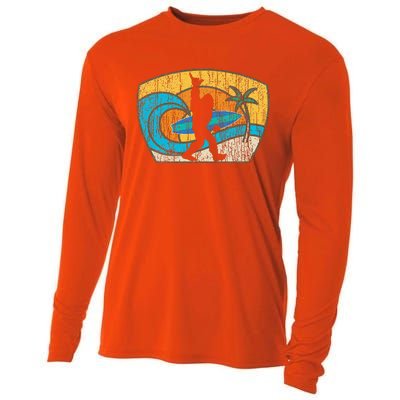 Bigfoot Surfing Gift For Shaka Aloha Surfer Dude Cooling Performance Long Sleeve Crew