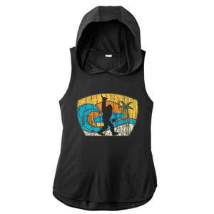 Bigfoot Surfing Gift For Shaka Aloha Surfer Dude Ladies PosiCharge Tri-Blend Wicking Draft Hoodie Tank