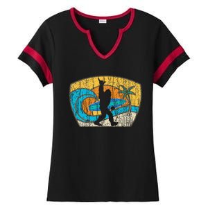 Bigfoot Surfing Gift For Shaka Aloha Surfer Dude Ladies Halftime Notch Neck Tee