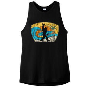 Bigfoot Surfing Gift For Shaka Aloha Surfer Dude Ladies PosiCharge Tri-Blend Wicking Tank