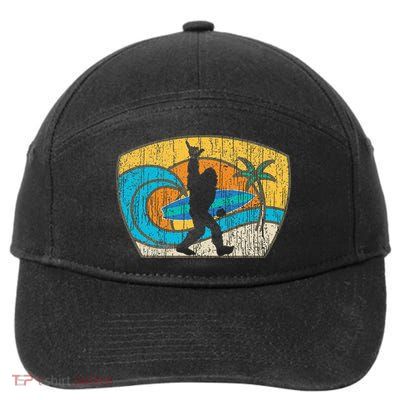 Bigfoot Surfing Gift For Shaka Aloha Surfer Dude 7-Panel Snapback Hat