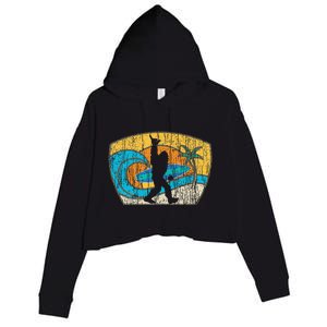 Bigfoot Surfing Gift For Shaka Aloha Surfer Dude Crop Fleece Hoodie