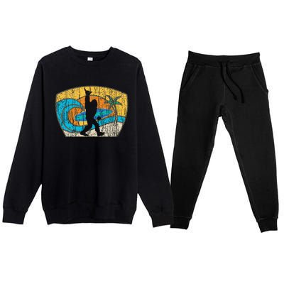 Bigfoot Surfing Gift For Shaka Aloha Surfer Dude Premium Crewneck Sweatsuit Set