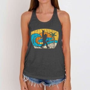 Bigfoot Surfing Gift For Shaka Aloha Surfer Dude Women's Knotted Racerback Tank