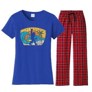 Bigfoot Surfing Gift For Shaka Aloha Surfer Dude Women's Flannel Pajama Set