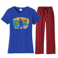 Bigfoot Surfing Gift For Shaka Aloha Surfer Dude Women's Flannel Pajama Set