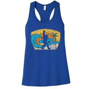 Bigfoot Surfing Gift For Shaka Aloha Surfer Dude Women's Racerback Tank