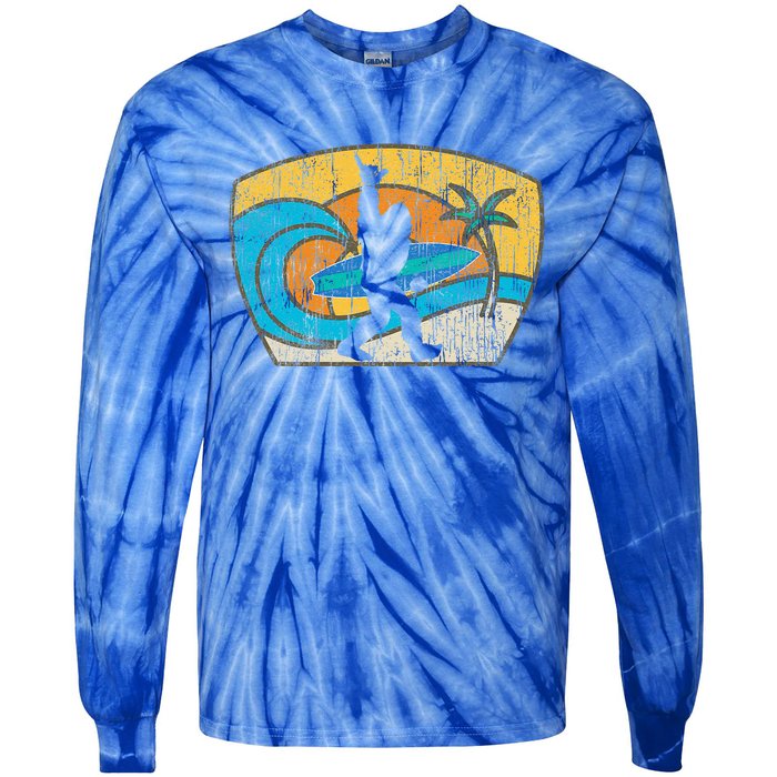 Bigfoot Surfing Gift For Shaka Aloha Surfer Dude Tie-Dye Long Sleeve Shirt