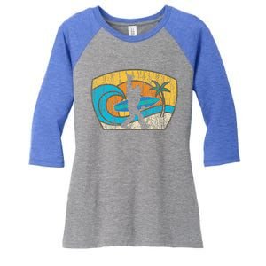 Bigfoot Surfing Gift For Shaka Aloha Surfer Dude Women's Tri-Blend 3/4-Sleeve Raglan Shirt