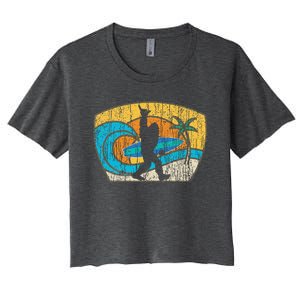 Bigfoot Surfing Gift For Shaka Aloha Surfer Dude Women's Crop Top Tee