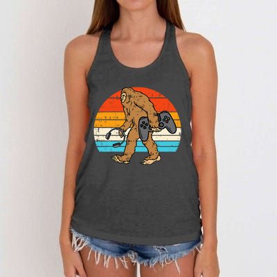 Bigfoot Sasquatch Gamer Retro Gaming Women's Knotted Racerback Tank