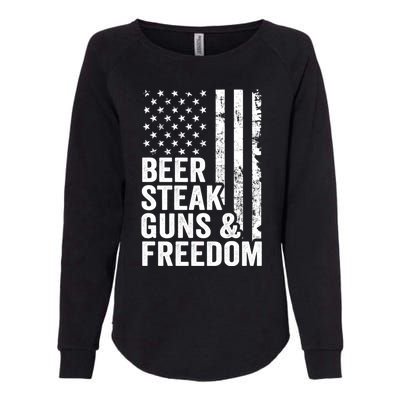 Beer Steak Guns And Freedom Usa Flag Bbq Ing Gift Womens California Wash Sweatshirt