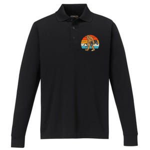 Bigfoot Sasquatch Gamer Retro Gaming Performance Long Sleeve Polo