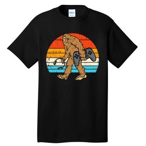 Bigfoot Sasquatch Gamer Retro Gaming Tall T-Shirt