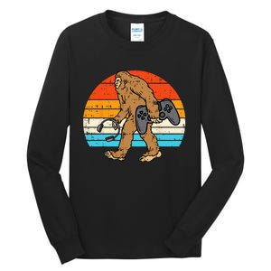 Bigfoot Sasquatch Gamer Retro Gaming Tall Long Sleeve T-Shirt