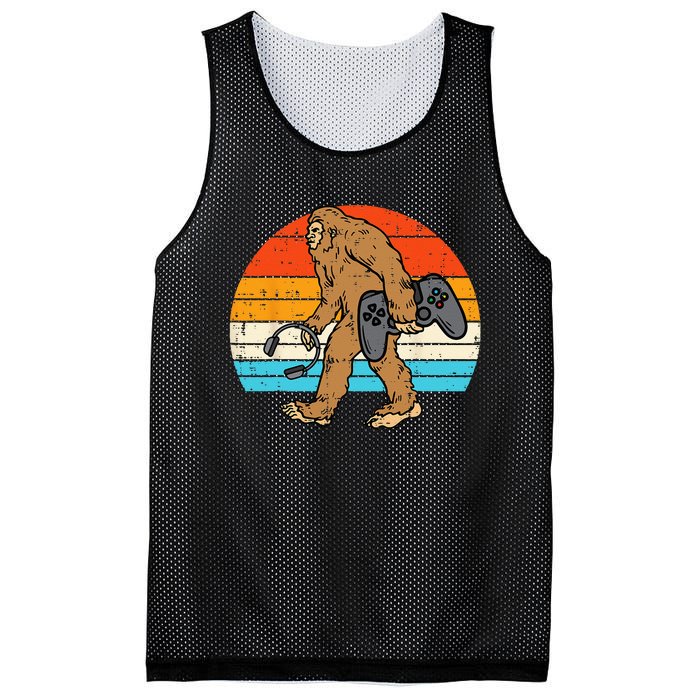 Bigfoot Sasquatch Gamer Retro Gaming Mesh Reversible Basketball Jersey Tank