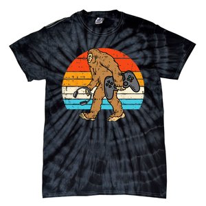 Bigfoot Sasquatch Gamer Retro Gaming Tie-Dye T-Shirt