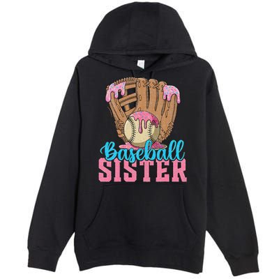 Baseball Sister Game Day Ice Cream Drip Baseball Big Sister Premium Pullover Hoodie