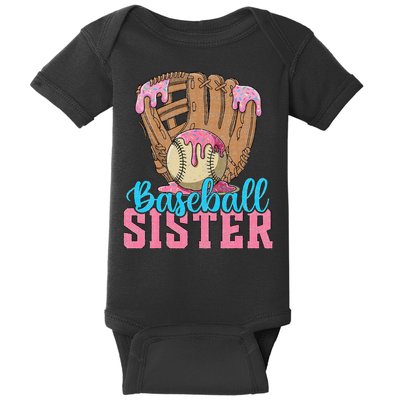 Baseball Sister Game Day Ice Cream Drip Baseball Big Sister Baby Bodysuit