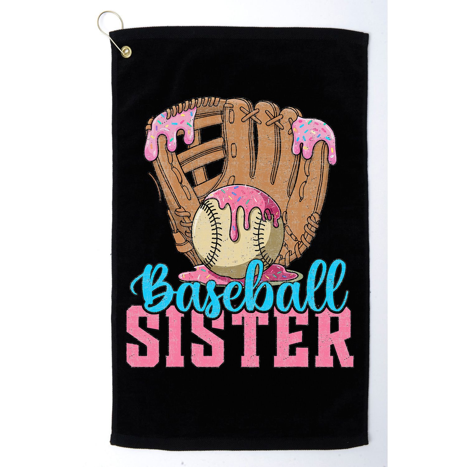 Baseball Sister Game Day Ice Cream Drip Baseball Big Sister Golf Towel