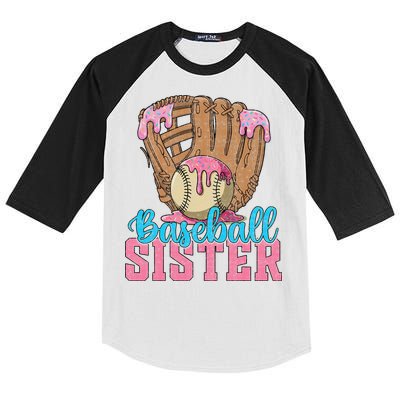 Baseball Sister Game Day Ice Cream Drip Baseball Big Sister Kids Colorblock Raglan Jersey