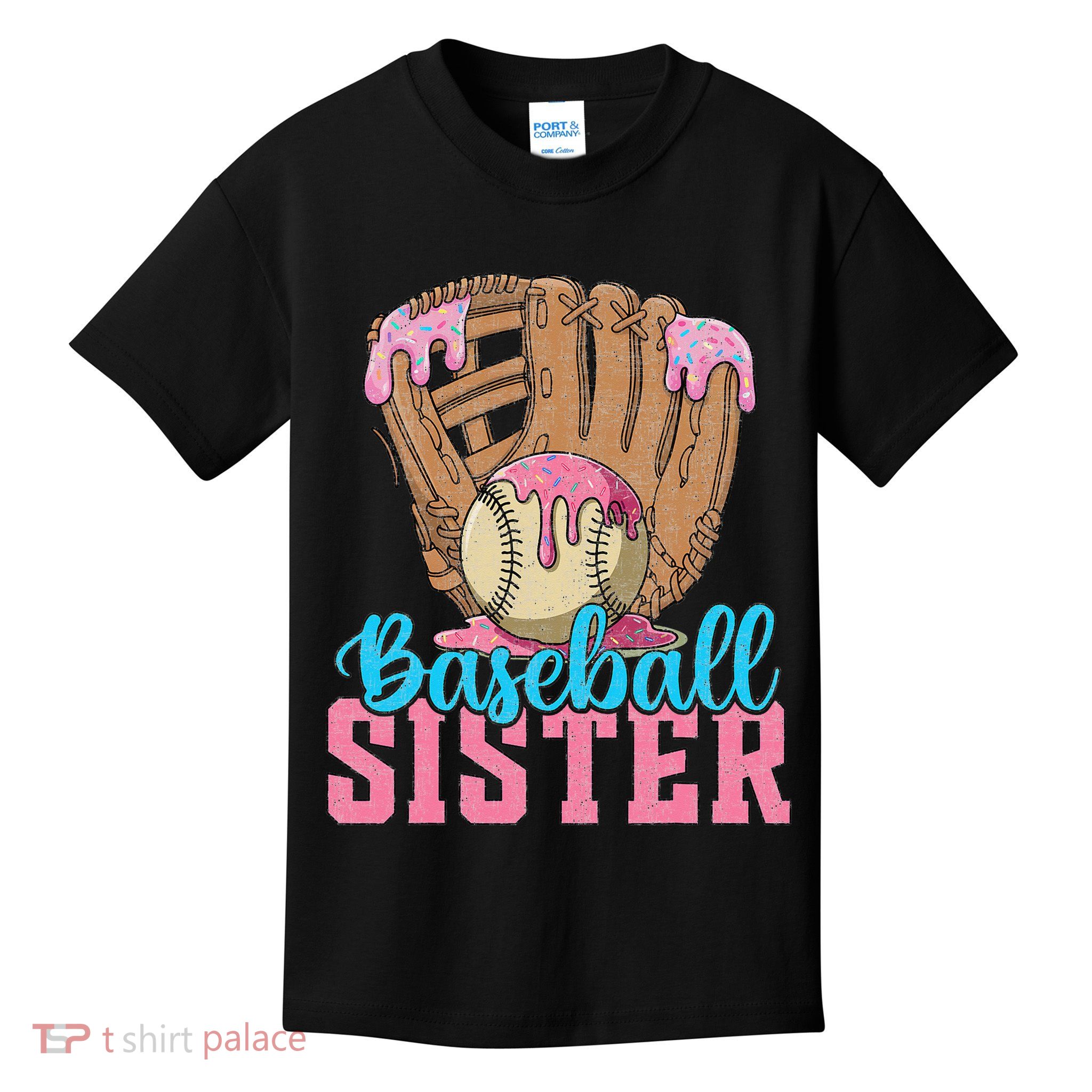 Baseball Sister Game Day Ice Cream Drip Baseball Big Sister Kids T-Shirt