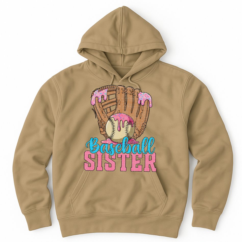 Baseball Sister Game Day Ice Cream Drip Baseball Big Sister Hoodie