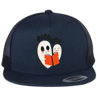 BOOOOKS! Spooky Ghosts Reading BOO BOOKS Halloween Meme Flat Bill Trucker Hat