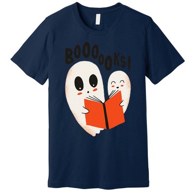 BOOOOKS! Spooky Ghosts Reading BOO BOOKS Halloween Meme Premium T-Shirt