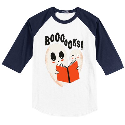 BOOOOKS! Spooky Ghosts Reading BOO BOOKS Halloween Meme Baseball Sleeve Shirt